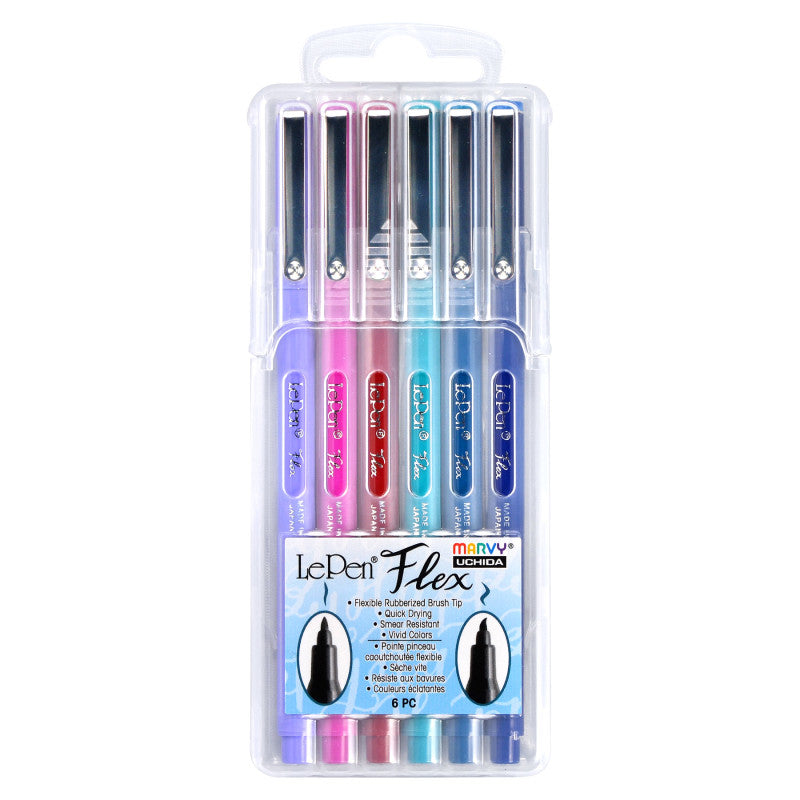 LePenÂ® Flex, Flexible Brush Tip Pens, Jewel Tones, Set of 6
