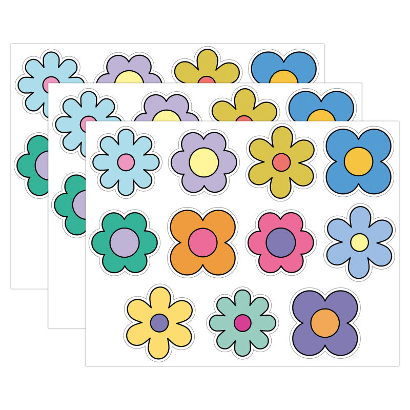 Happily Ever Elementary Retro Remix Flowers Cutouts, 36 Per Pack, 3 Packs