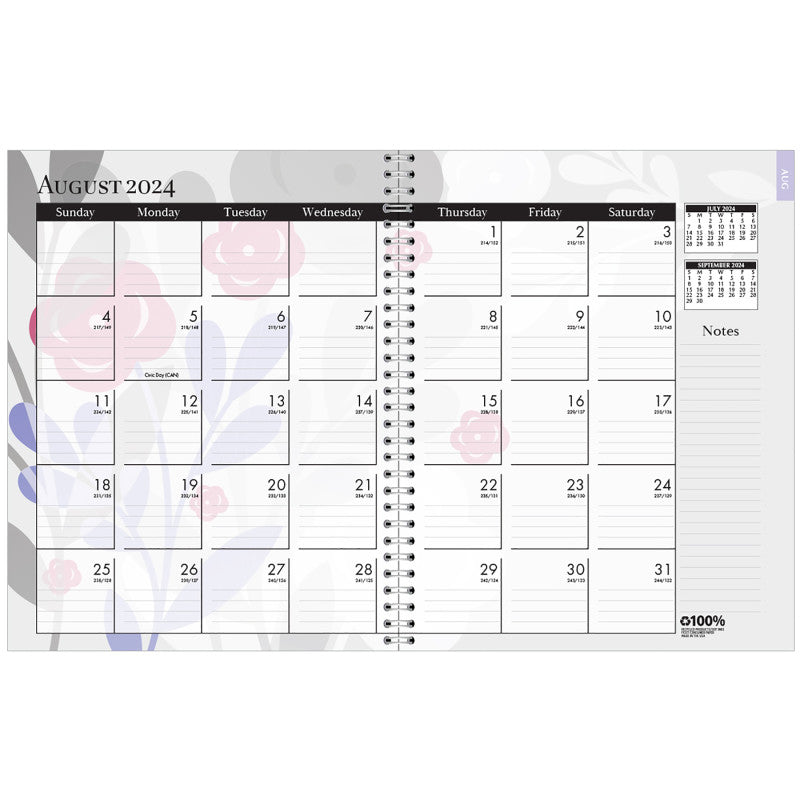 Monthly and Weekly Academic Calendar Planner, Wild Flower, July-August, 7" x 9"