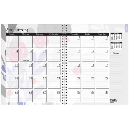 Monthly and Weekly Academic Calendar Planner, Wild Flower, July-August, 7" x 9"