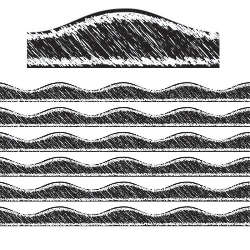 Magnetic Border, Black Scribble Chalk, 12 Feet Per Pack, 6 Packs