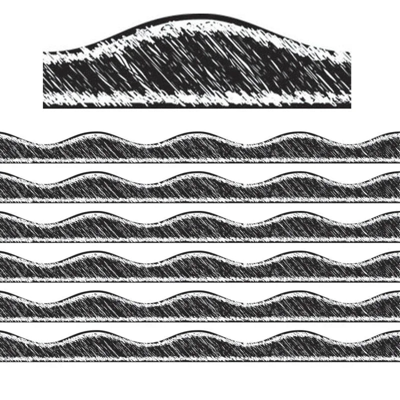 Magnetic Border, Black Scribble Chalk, 12 Feet Per Pack, 6 Packs