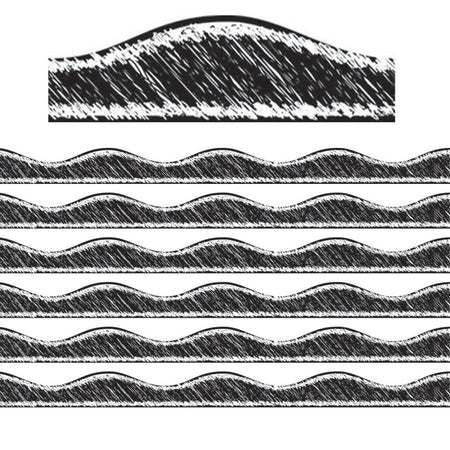 Magnetic Border, Black Scribble Chalk, 12 Feet Per Pack, 6 Packs