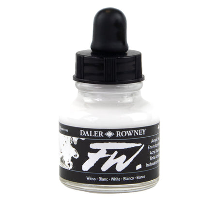 FW Acrylic Ink, White, 29.5ml, 1 Count