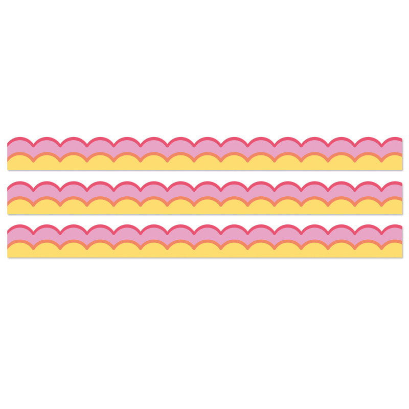 Happily Ever Elementary Retro Remix Warm Waves Scalloped Bulletin Board Borders, 39 Feet Per Pack, 3 Packs