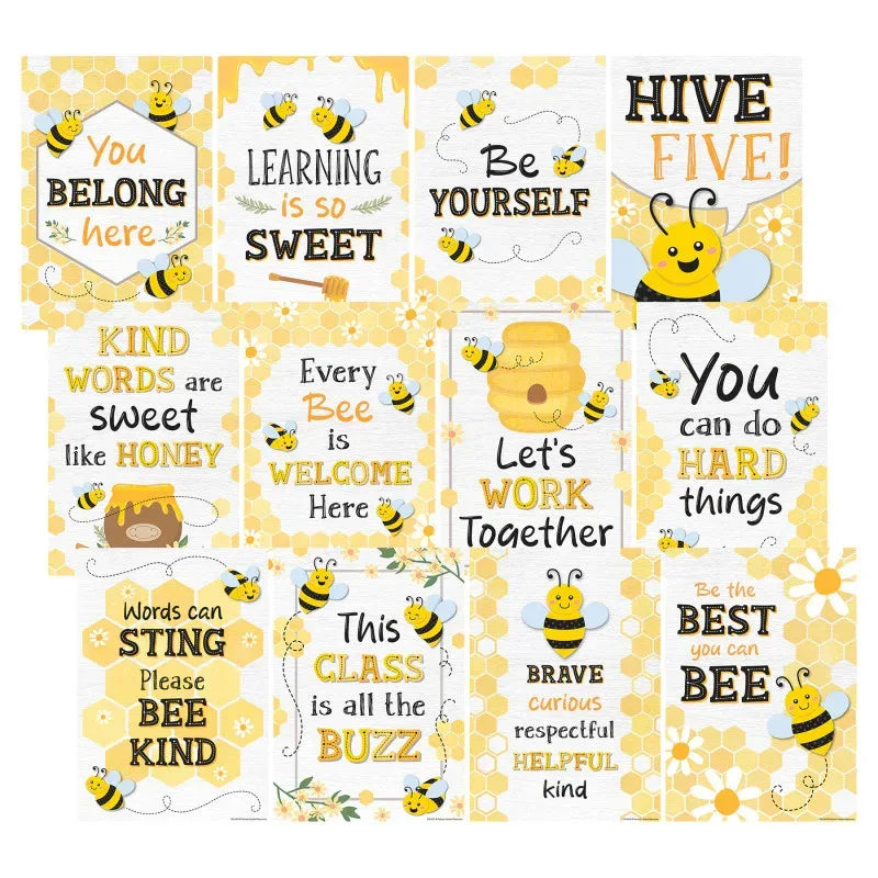 Buzzing Bees Positive Sayings Small Poster Pack, 11" x 15-3/4", Pack of 12
