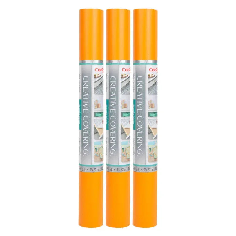 Creative Covering&trade; Adhesive Covering, Orange, 18" x 16 ft, Pack of 2
