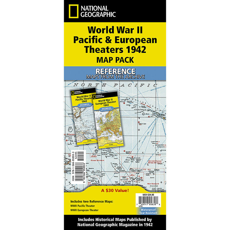 World War II Pacific and European Theaters Map Set, Folded, 2 Maps