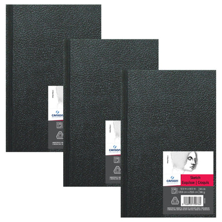 Artist Series Sketch Art Book, Black Cover, Hardbound, 108 Sheet, 5.5x8.5 inch, Pack of 3