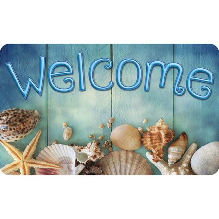 The Original Fun Mat&trade;, Welcome Mat, 18" x 30", Beach Life Welcome