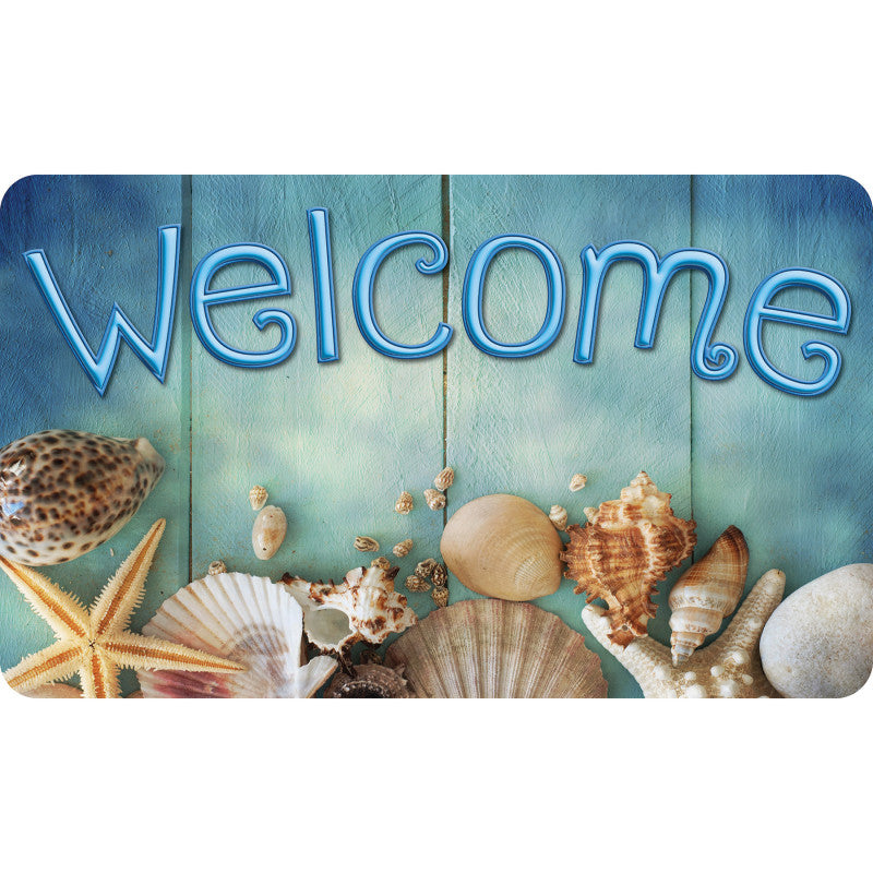 The Original Fun Mat&trade;, Welcome Mat, 18" x 30", Beach Life Welcome