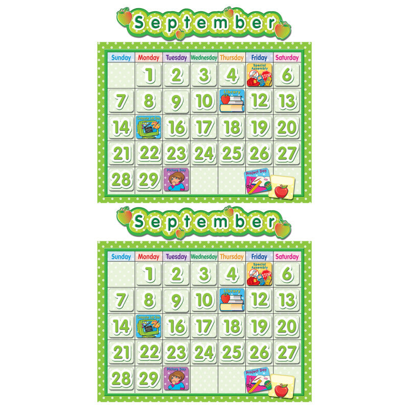 Polka Dot School Calendar Bulletin Board Set, 2 Sets