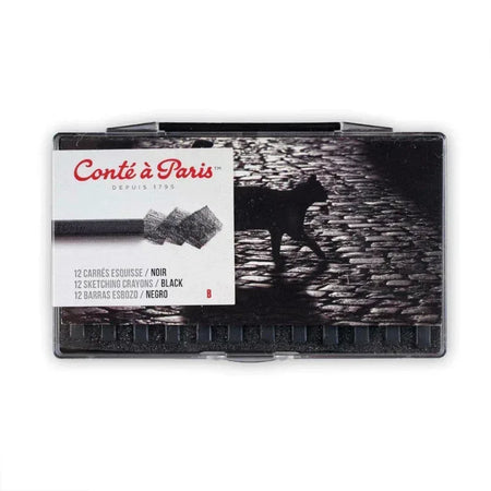 Carrés Esquisse Sketching Pastel Crayons, Black B, Set of 12