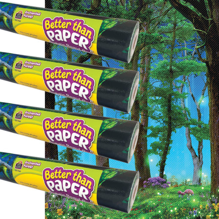 Better Than Paper&reg; Bulletin Board Roll, 4' x 12', Enchanted Forest, 4-Pack