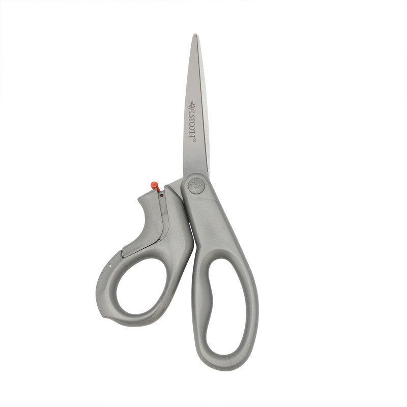 E-Z Open Box Opener Stainless Steel Shears, 8 in Long, 3.25 in Cut Length, Offset Gray Handle
