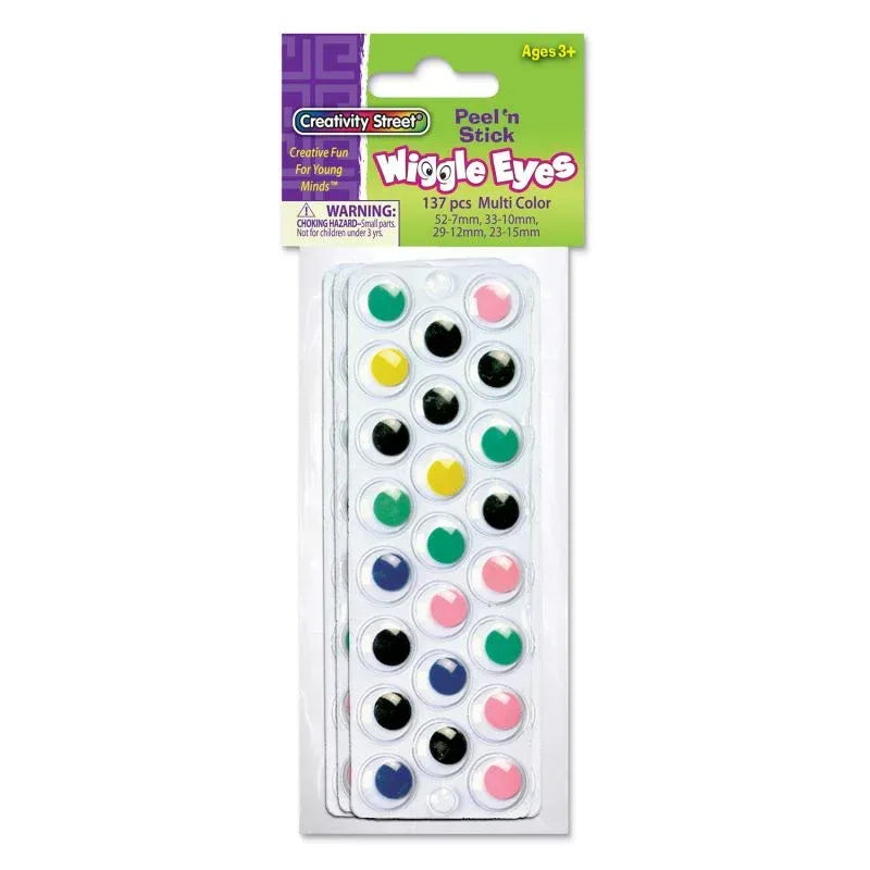 Peel & Stick Wiggle Eyes on Sheets, Multi-Color, Assorted Sizes, 137 Pieces, (PAC3438-01)