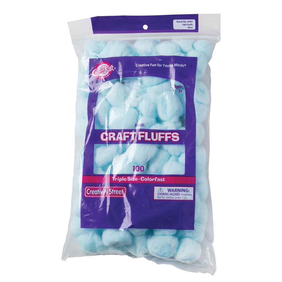 CREATIVITY STREET CRAFT FLUFFS TRIPLE SIZE BLUE 100 PIECES