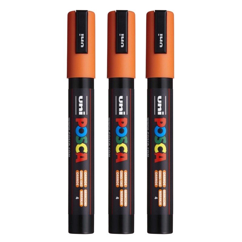 PC-5M Paint Markers, Medium Bullet Tip (1.8-2.5 mm), Orange, Pack of 3
