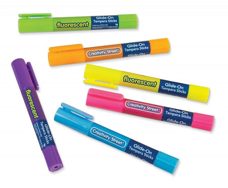 GLIDE-ON TEMPERA PAINT STICKS FLUORESCENT ASSORTED 6 STICKS