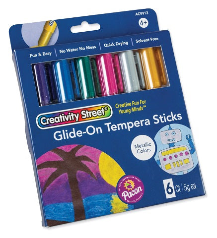 GLIDE-ON TEMPERA PAINT STICKS METALLIC ASSORTED 6 STICKS