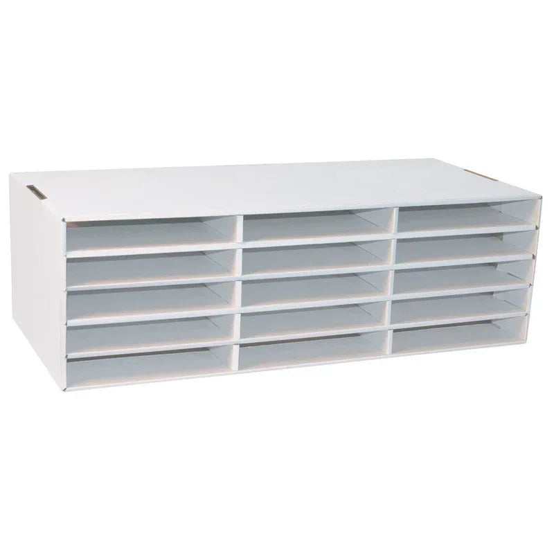 9" x 12" Construction Paper Storage, 15-Slot, White, 9-3/8"H x 29-1/4"W x 12-7/8"D