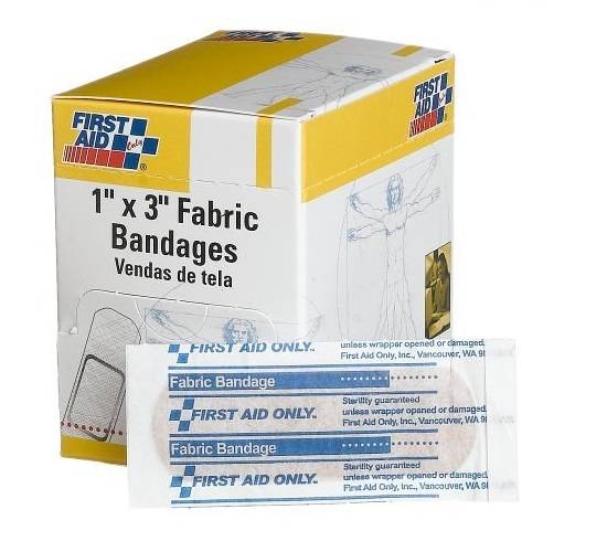 First Aid 1" X 3" Fabric Bandage, 50-Count Boxes