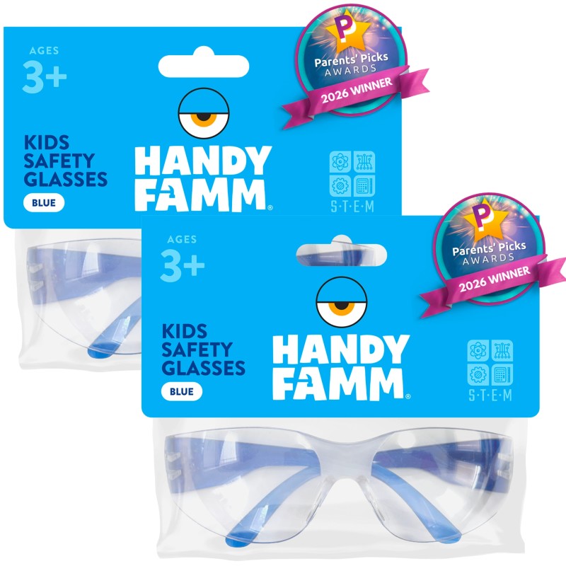 Kids Safety Glasses, Clear Lens, STEM & DIY Projects, Blue, Pack of 2