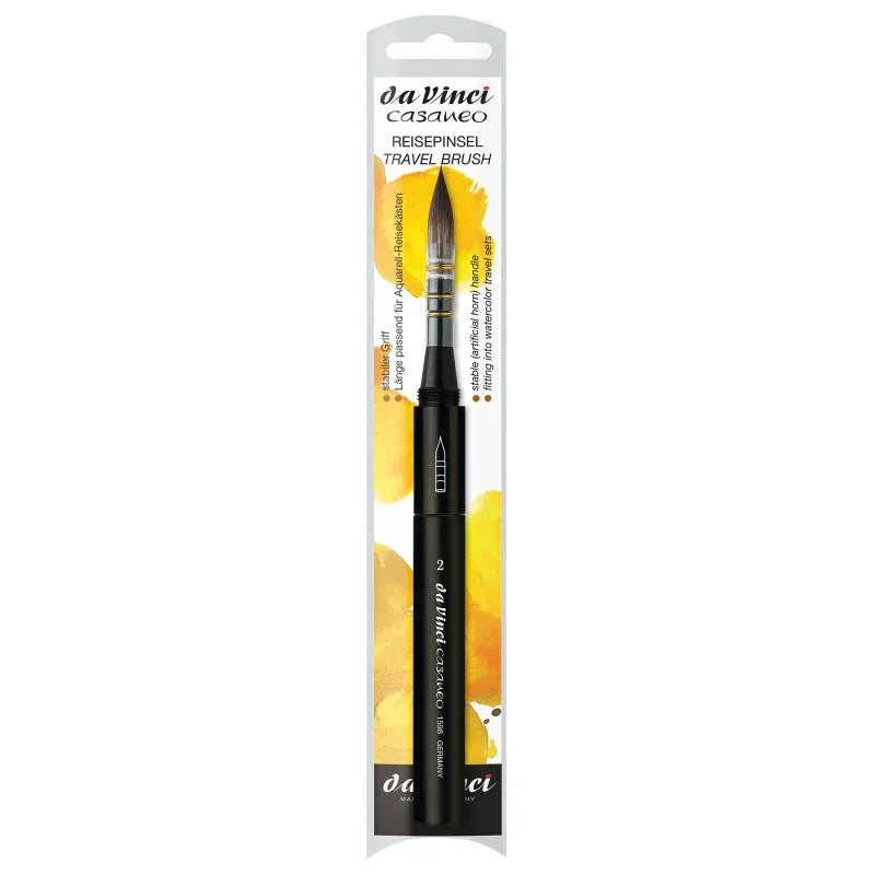 CASANEO Travel Pocket Quill, Extra Soft Synthetic, Watercolor & Wash, Round, Series 1598TP, Size 2