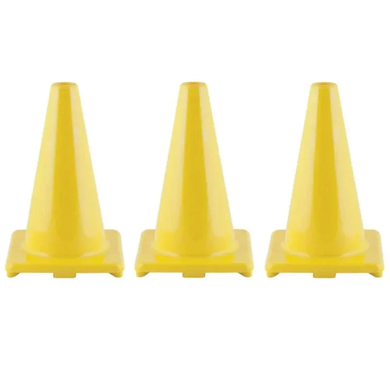 Hi-Visibility Flexible Vinyl Cone, 12", Yellow, Pack of 3