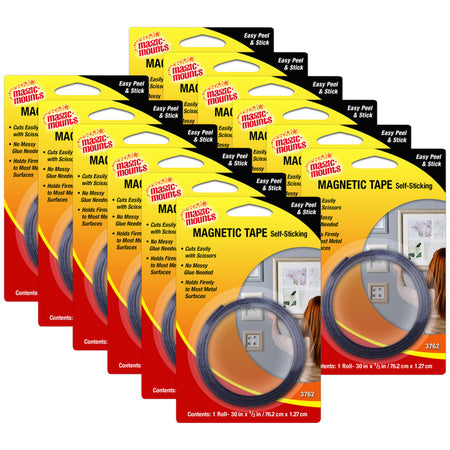 Magnetic Tape, 1/2" x 30" Roll, Pack of 12