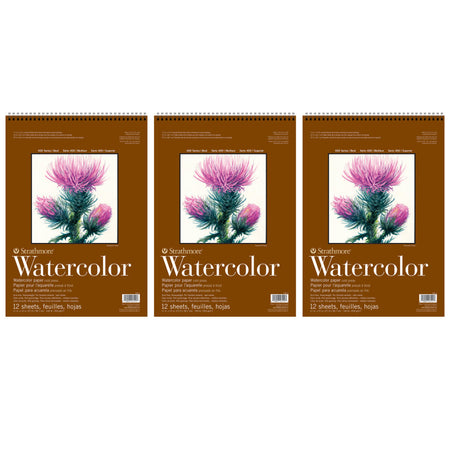 400 Series Watercolor Pad, Top Wire Binding, 12 Sheet, 11x15 inch, Pack of 3