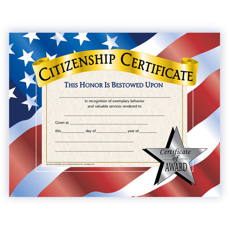 Citizenship Certificate, 8.5" x 11", Pack of 30
