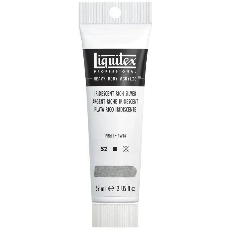 Professional Heavy Body Acrylic Paint, 59 mL Tube, Iridescent Rich Silver