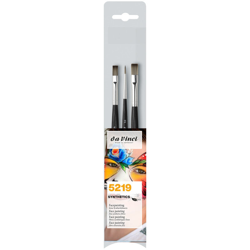 SYNTHETICS Facepainting Brushes, Acrylic & Tempera, Assorted, 3 Brush Set