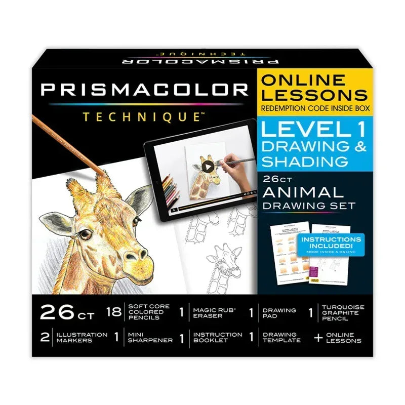 Technique, Art Supplies and Digital Art Lessons, Animal Drawings Set, Level 1, Fox Drawing Lesson, 26 Count