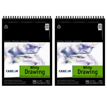 Artist Series Drawing Pad, Bright White, Top Wire Binding, 24 Sheet, 11x14 inch, Pack of 2