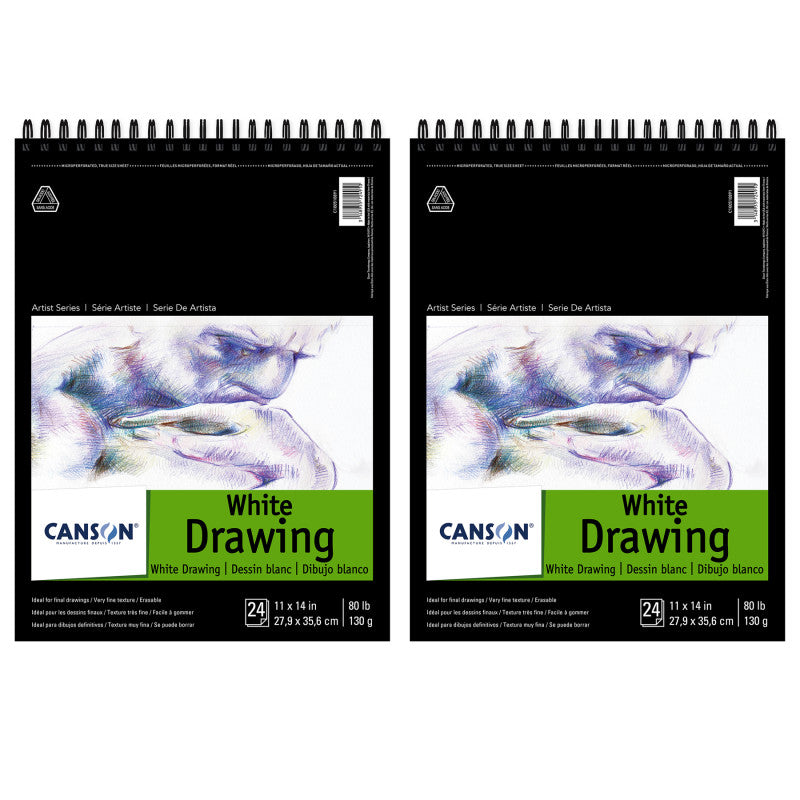 Artist Series Drawing Pad, Bright White, Top Wire Binding, 24 Sheet, 11x14 inch, Pack of 2