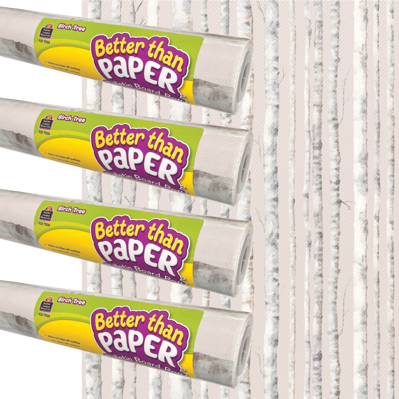 Better Than Paper&reg; Bulletin Board Roll, 4' x 12', Birch Trees, 4-Pack