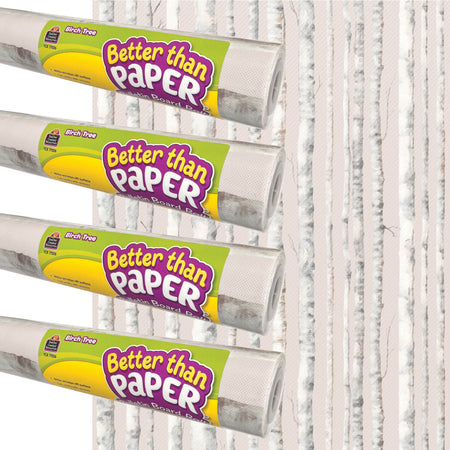 Better Than Paper&reg; Bulletin Board Roll, 4' x 12', Birch Trees, 4-Pack