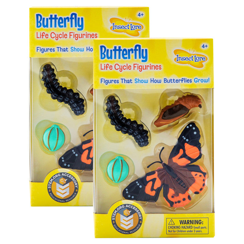 Butterfly Life Cycle Stages Figurines, 4 Per Set, 2 Sets