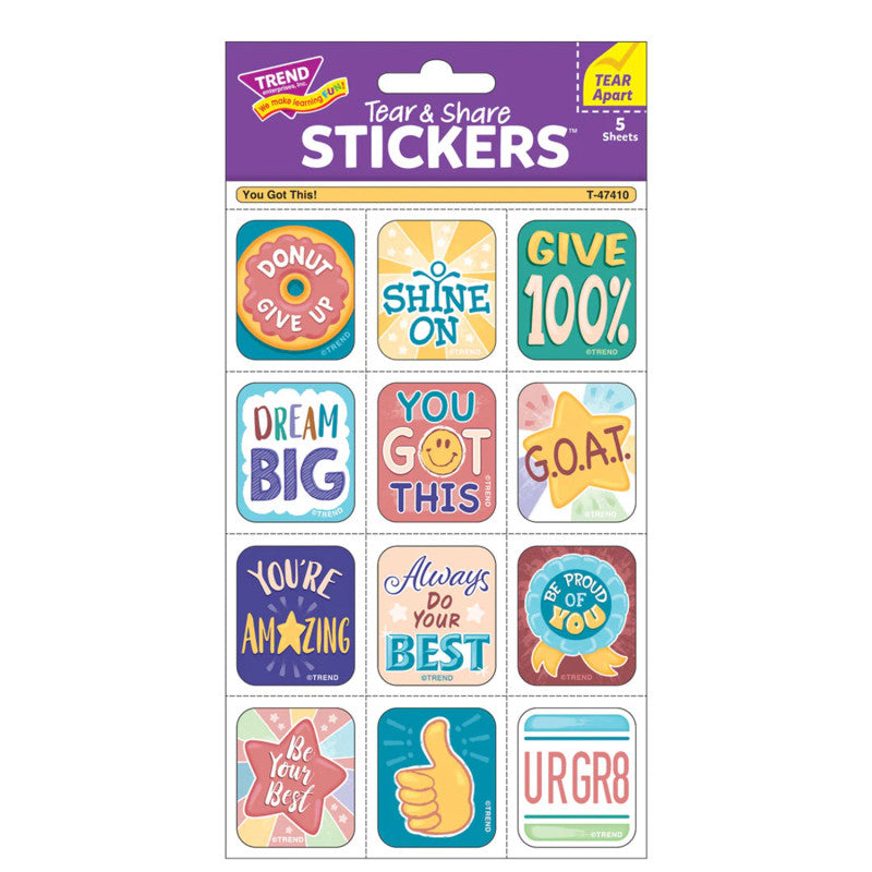 You Got This! Tear & Share Stickers&trade;, Pack of 60