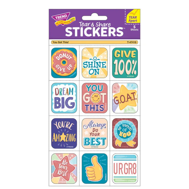 You Got This! Tear & Share Stickers&trade;, Pack of 60