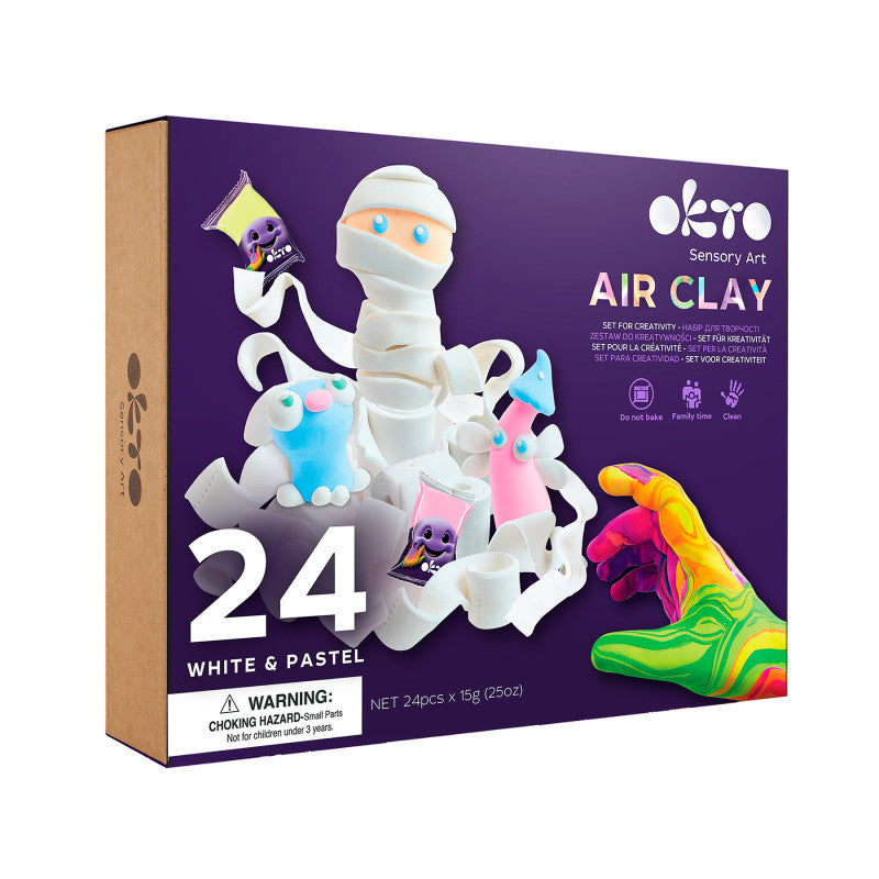 Air-Dry Clay Set, White and Pastel, 24 Pieces