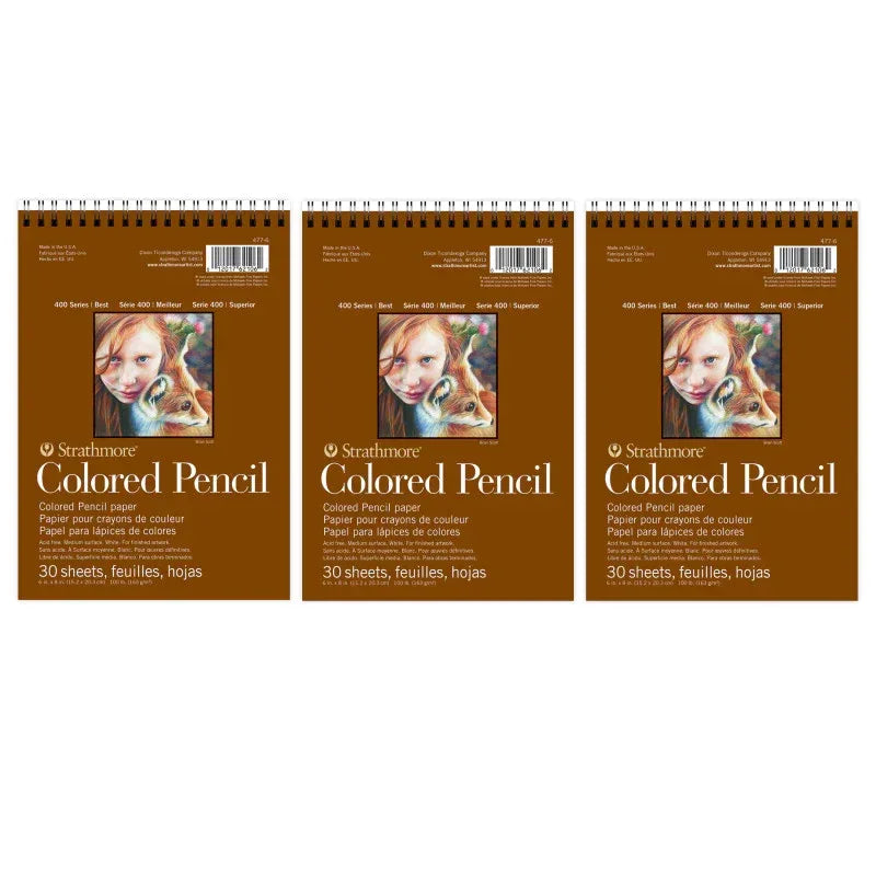 400 Series Color Pencil Pad, Wire Binding, 30 Sheet, 6x8 inch, Pack of 3