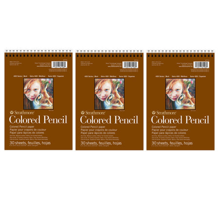400 Series Color Pencil Pad, Wire Binding, 30 Sheet, 6x8 inch, Pack of 3