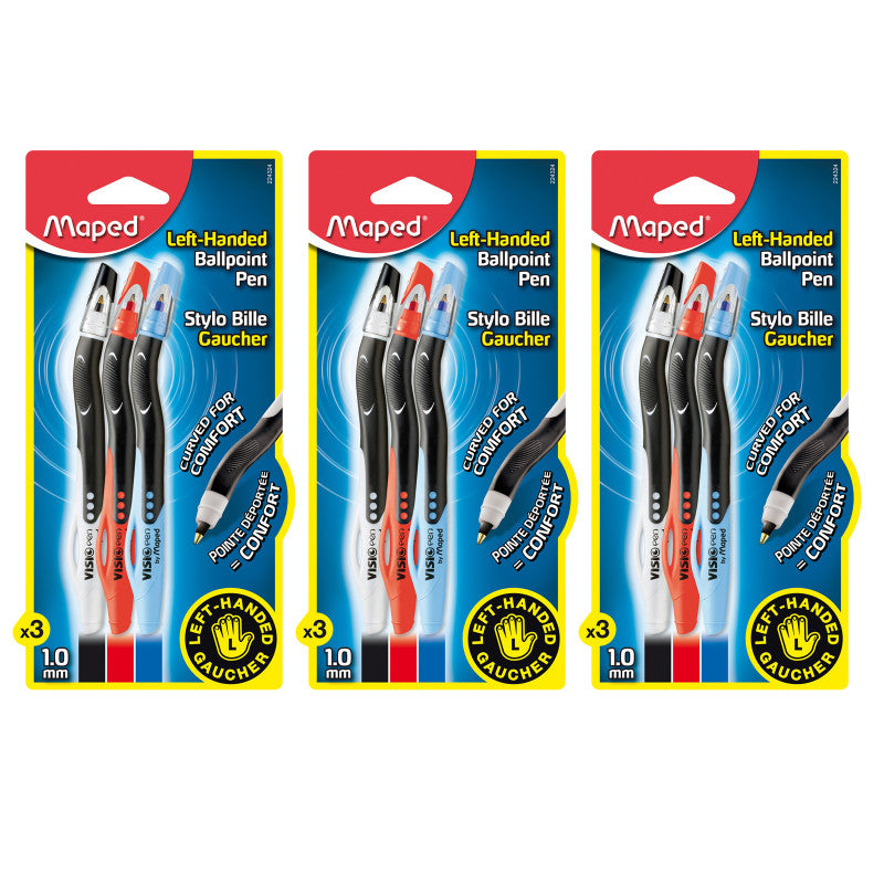 Visio Pen Ball-Point For Lefties, 3 Per Pack, 3 Packs