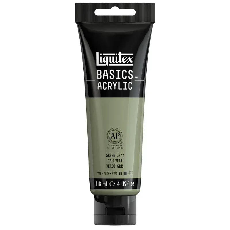 BASICS Acrylic Paint, 118 mL Tube, Green Gray