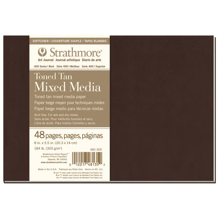 400 Series Art Journal Mixed Media Paper, Toned Tan, Soft Cover Binding, 48 Sheet, 8x5.5 inch, 1 Count