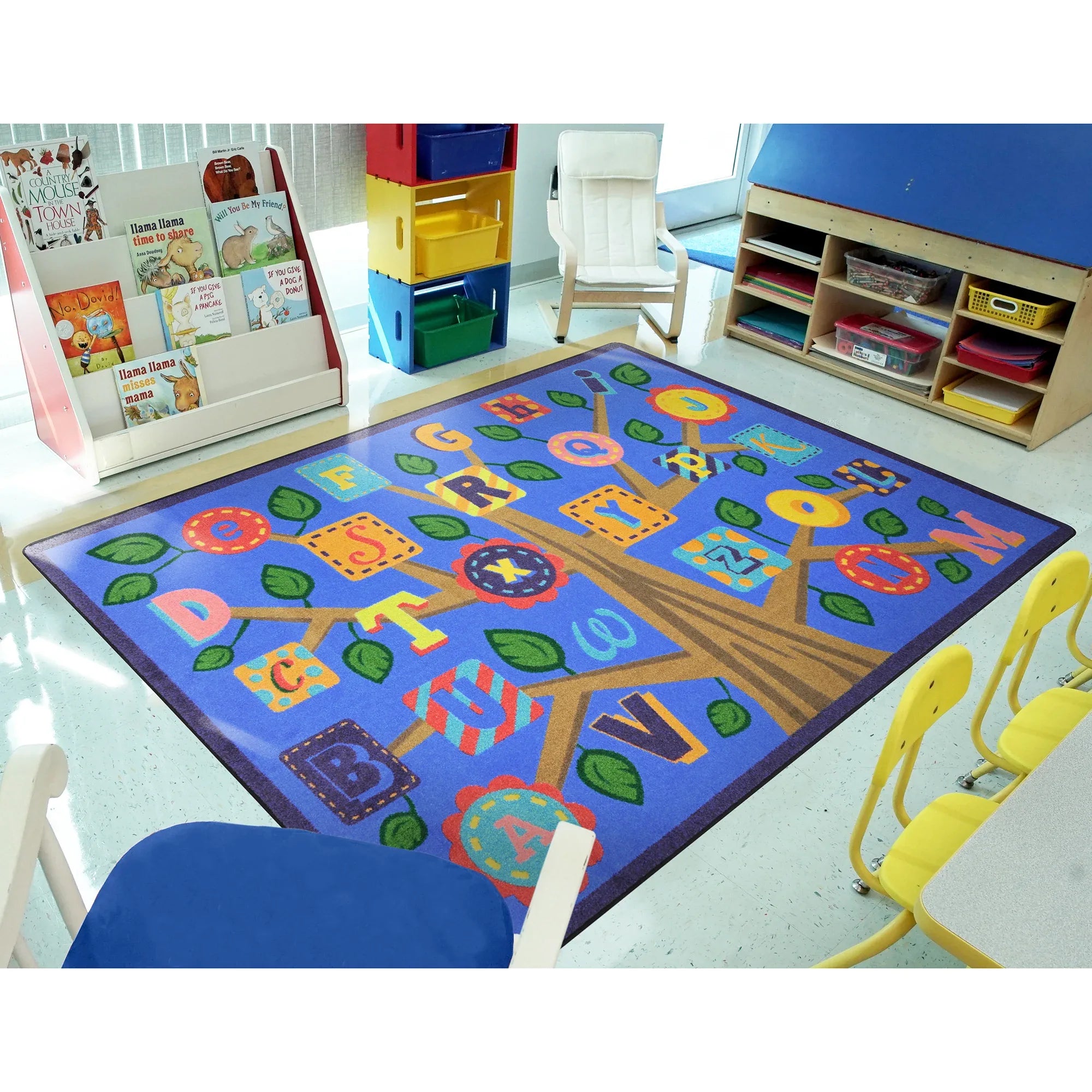Alphabet Leaves 5'4" x 7'8" area rug in color Soft