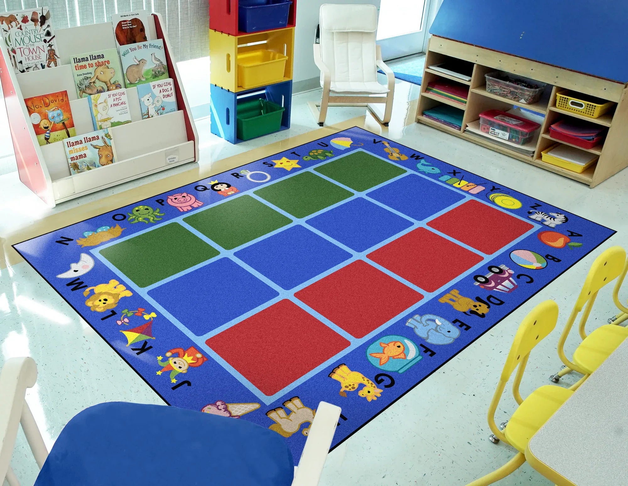 Alphabet Phonics 5'4" x 7'8" area rug in color Blue
